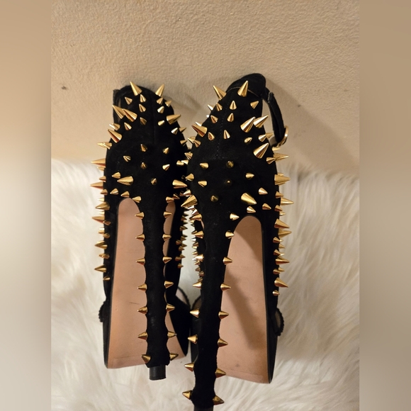 Zara Women's Suede Studded Platform Sandal Shoe Size 39/ US 8 Black - Picture 15 of 16